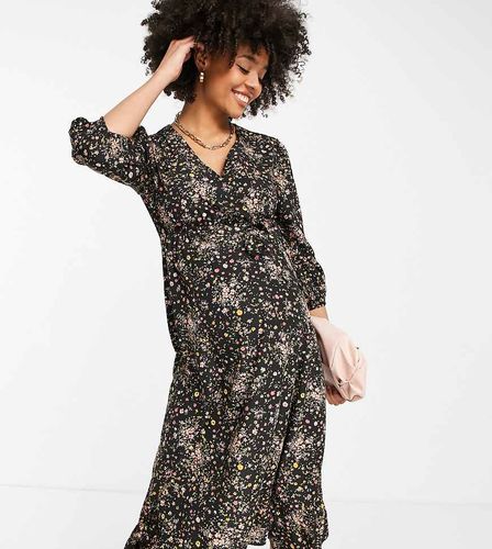 Robe portefeuille mi-longue à imprimé floral - New Look Maternity - Modalova