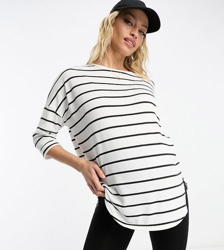 T-shirt rayé à manches trois quarts - Noir et - New Look Maternity - Modalova