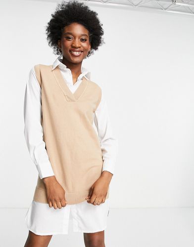 Robe chemise 2 en 1 en maille - Camel - New Look - Modalova