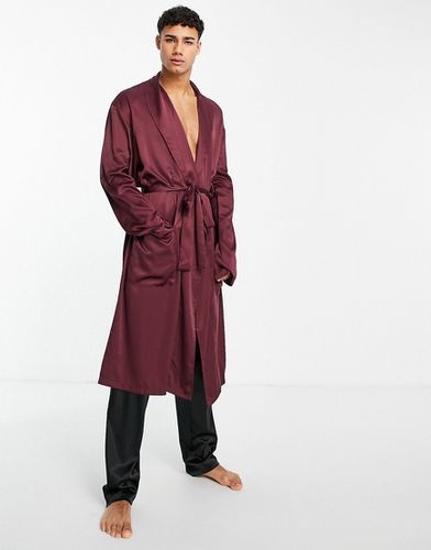 Robe de chambre en satin - Bordeaux - New Look - Modalova