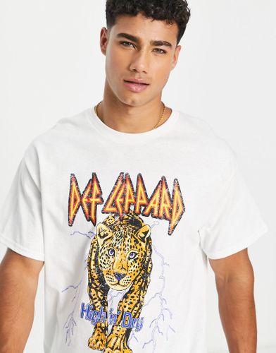 T-shirt à imprimé Def Leopard - Blanc - New Look - Modalova