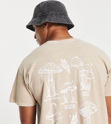 T-shirt oversize à imprimé champignons - Taupe - New Look - Modalova