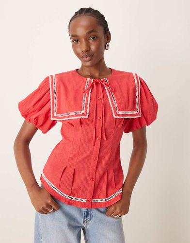 Blouse ajustée avec col matelot oversize - Neon Rose - Modalova