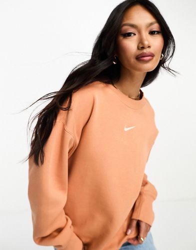 Sweat oversize en polaire à mini logo virgule - Marron ambre - Nike - Modalova