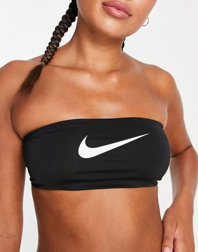 Haut de bikini bandeau à logo avec bandes griffées fluo - Nike Swimming - Modalova