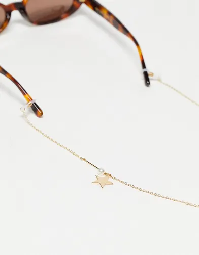 Chaîne de lunettes de soleil avec pendants étoiles et perles nacrées - South Beach - Modalova