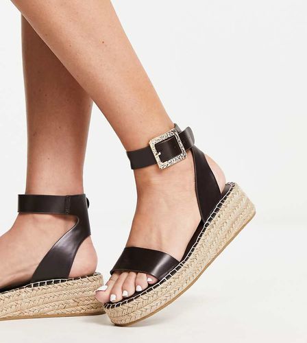 Espadrilles en deux parties en PU avec boucle texturée - Chocolat - South Beach - Modalova