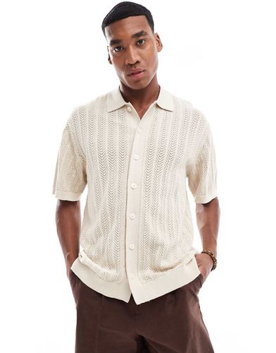 Chemise crochetée oversize - Crème - Selected Homme - Modalova