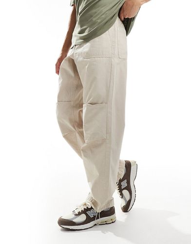 Pantalon ample en tissu ripstop avec taille élastique - Taupe - Selected Homme - Modalova