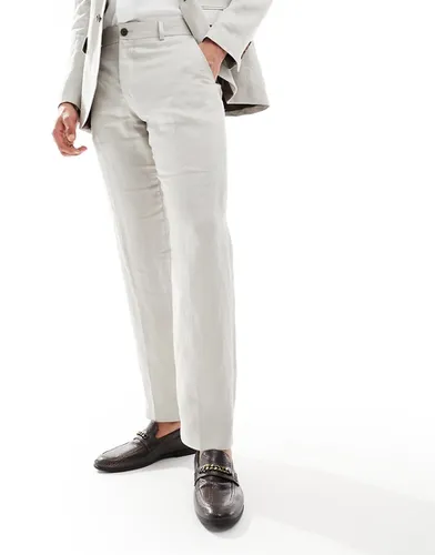 Pantalon de costume en lin mélangé - Beige - Selected Homme - Modalova