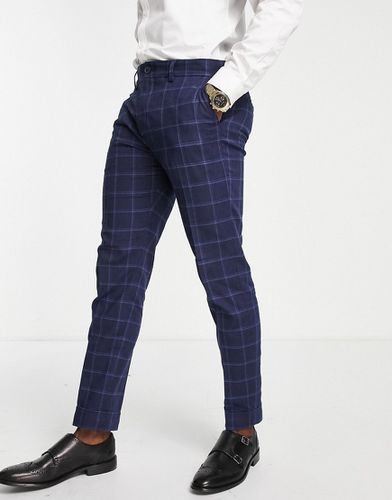 Pantalon de costume slim en lin mélangé à carreaux - Selected Homme - Modalova