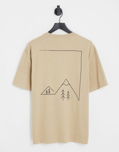 T-shirt oversize avec imprimé montagne au dos - Beige - Selected Homme - Modalova