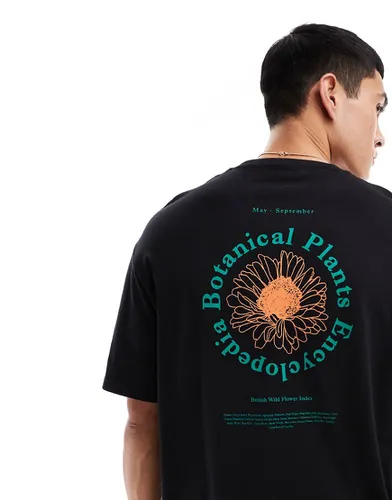 T-shirt oversize avec imprimé végétal rond au dos - Selected Homme - Modalova