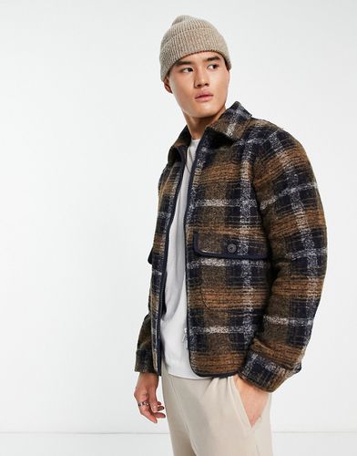 Veste en laine à carreaux avec fermeture éclair - Selected Homme - Modalova