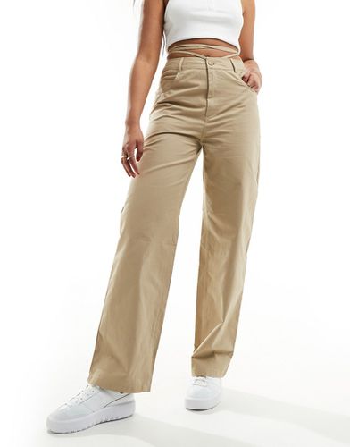 Pantalon avec détail à la taille - Beige - Sixth June - Modalova