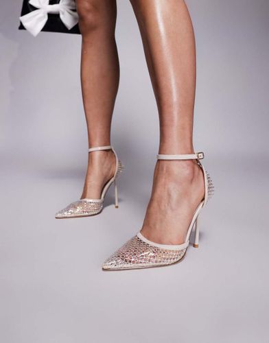SIMMI London - Mandisa - Chaussures  talon en tulle  strass - Naturel - Simmi Shoes - Modalova