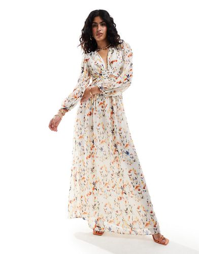 Robe longue à imprimé fleurs avec découpes - Style Cheat - Modalova