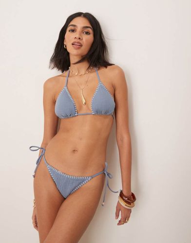 Bas de bikini nou sur les cts  surpiqres - pastel - Stradivarius - Modalova