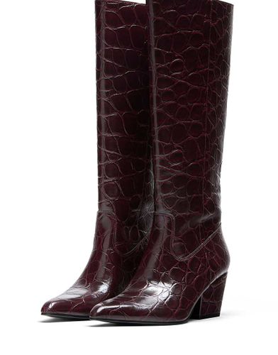Bottes à talon - Bordeaux - Stradivarius - Modalova