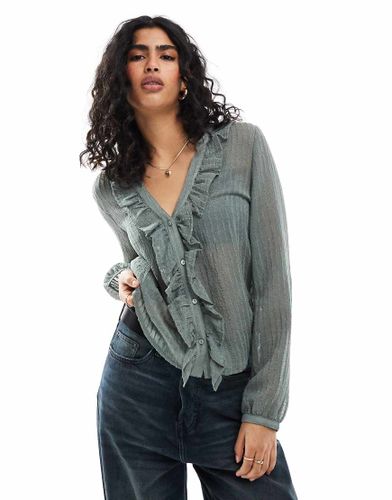 Chemise volante - Kaki - Stradivarius - Modalova