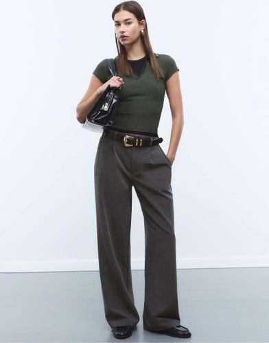 Pantalon droit habill - fonc - Stradivarius - Modalova