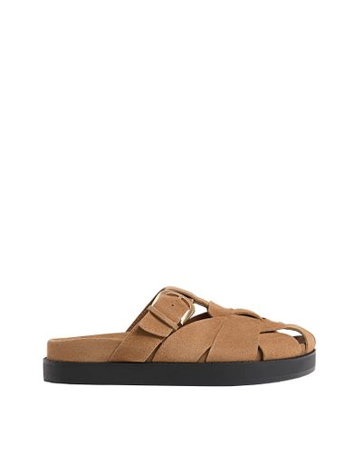Sandales ajoures en cuir - Beige - Stradivarius - Modalova