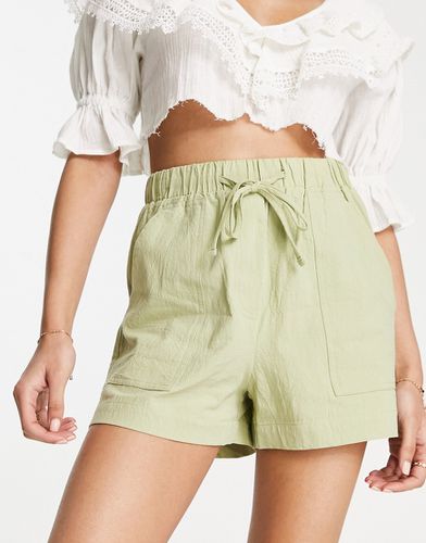 Short de course aspect lin - Kaki - Stradivarius - Modalova