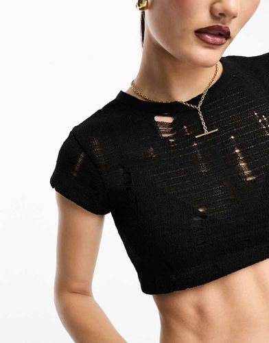 T-shirt crop top effet usé - Stradivarius - Modalova