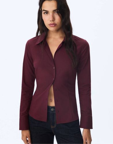 T-shirt ajust basique - Aubergine - Stradivarius - Modalova