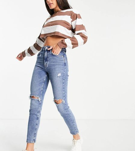 Tall - Jean mom slim stretch à déchirures - authentique - Stradivarius - Modalova