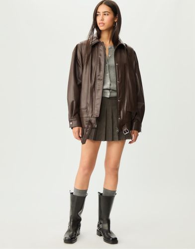 Veste oversize imitation cuir - Marron - Stradivarius - Modalova