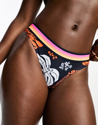 Bas de bikini vintage à logo et motif corail et hibiscus aux couleurs acidulées - Superdry - Modalova