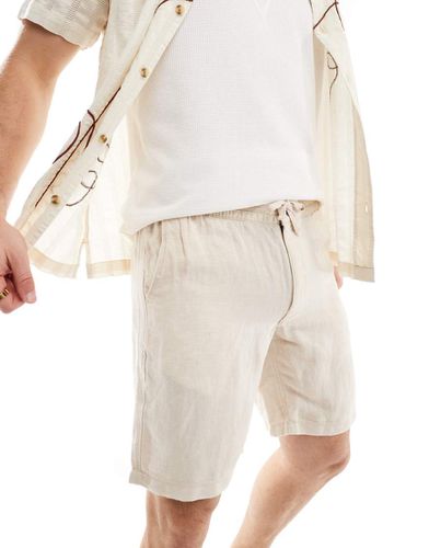 Short en lin avec cordon de serrage - Gris taupe - Superdry - Modalova