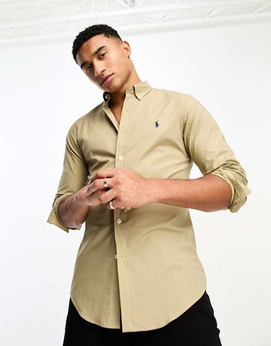 Chemise ajustée avec logo emblématique en popeline de coton stretch - Fauve - Polo Ralph Lauren - Modalova