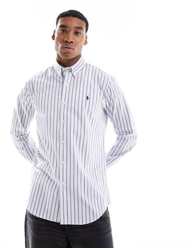 Chemise rayée en popeline extensible à logo - Blanc et - Polo Ralph Lauren - Modalova