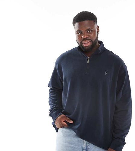 Big & Tall - Sweat en maille double à logo emblématique et col zippé - Marine - Polo Ralph Lauren - Modalova