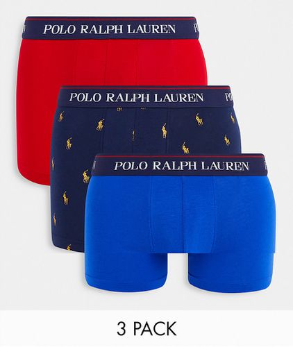 Lot de 3 boxers avec ceinture à inscription logo - Bleu/Bleu marine doré avec logo poney/rouge - Polo Ralph Lauren - Modalova