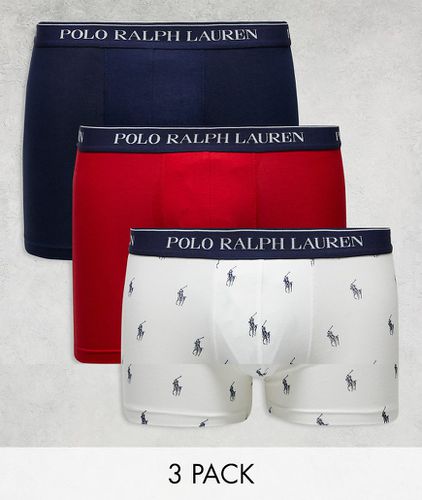 Lot de 3 boxers avec taille à logo - Rouge, et bleu marine - Polo Ralph Lauren - Modalova