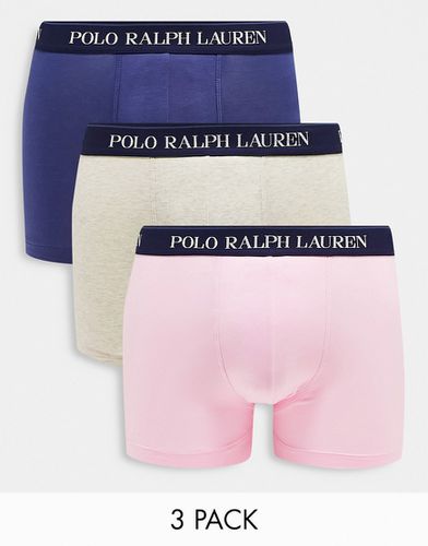 Lot de 3 boxers avec logo à la taille - Bleu marine, rose et gris - Polo Ralph Lauren - Modalova