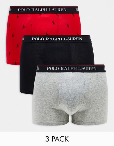Lot de 3 boxers avec logo poney sur l'ensemble - Gris, rouge et noir - Polo Ralph Lauren - Modalova