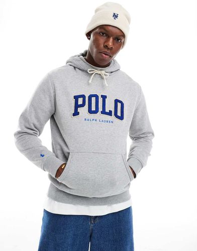 Sweat à capuche en polaire avec appliqué logo en chenille - chiné - Polo Ralph Lauren - Modalova