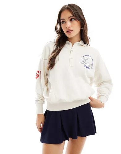 Polo de rugby avec badges - Crème - Polo Ralph Lauren - Modalova