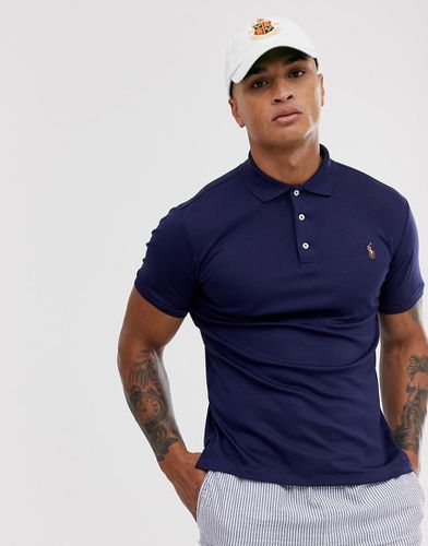 Polo slim en coton pima avec logo joueur multicolore - Bleu - Polo Ralph Lauren - Modalova