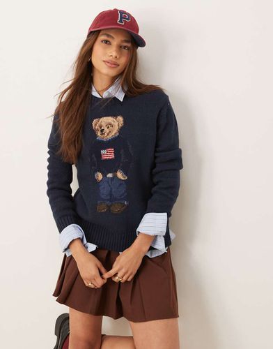 Pull en maille avec logo ours et drapeau - Polo Ralph Lauren - Modalova