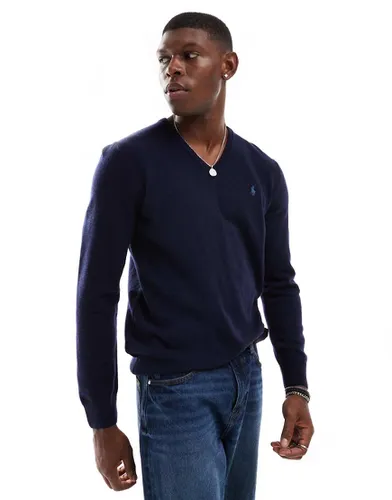 Pull en maille de coton épaisse à col en V et logo - Polo Ralph Lauren - Modalova