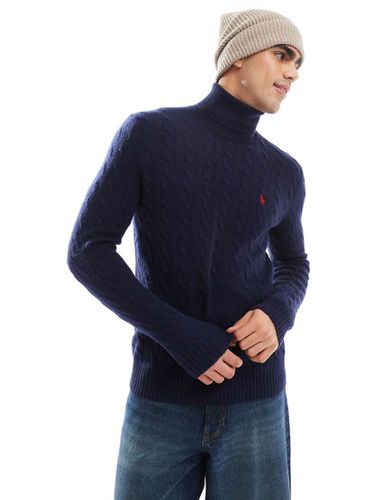 Pull en maille de laine torsadée à col zippé et logo emblématique - Polo Ralph Lauren - Modalova