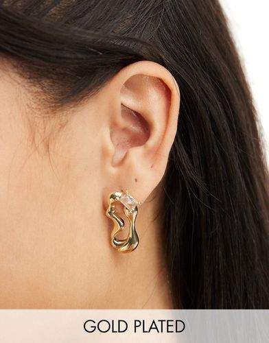 Boucles d'oreilles en métal plaqué effet fondu avec boîte cadeau - Pieces - Modalova