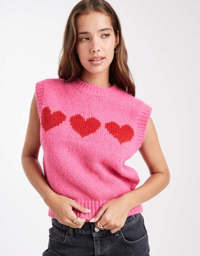 Pull sans manches orn de caurs - Rose et rouge - Pieces - Modalova