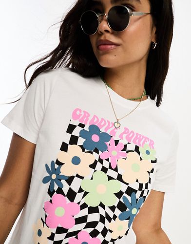 T-shirt avec imprimé fleurs à damier - Pieces - Modalova