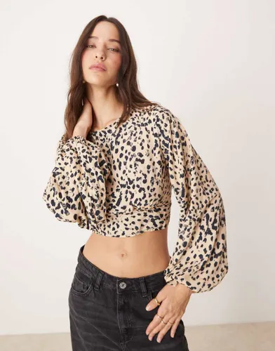 Blouse courte  imprim animal avec naud au dos - Pimkie - Modalova